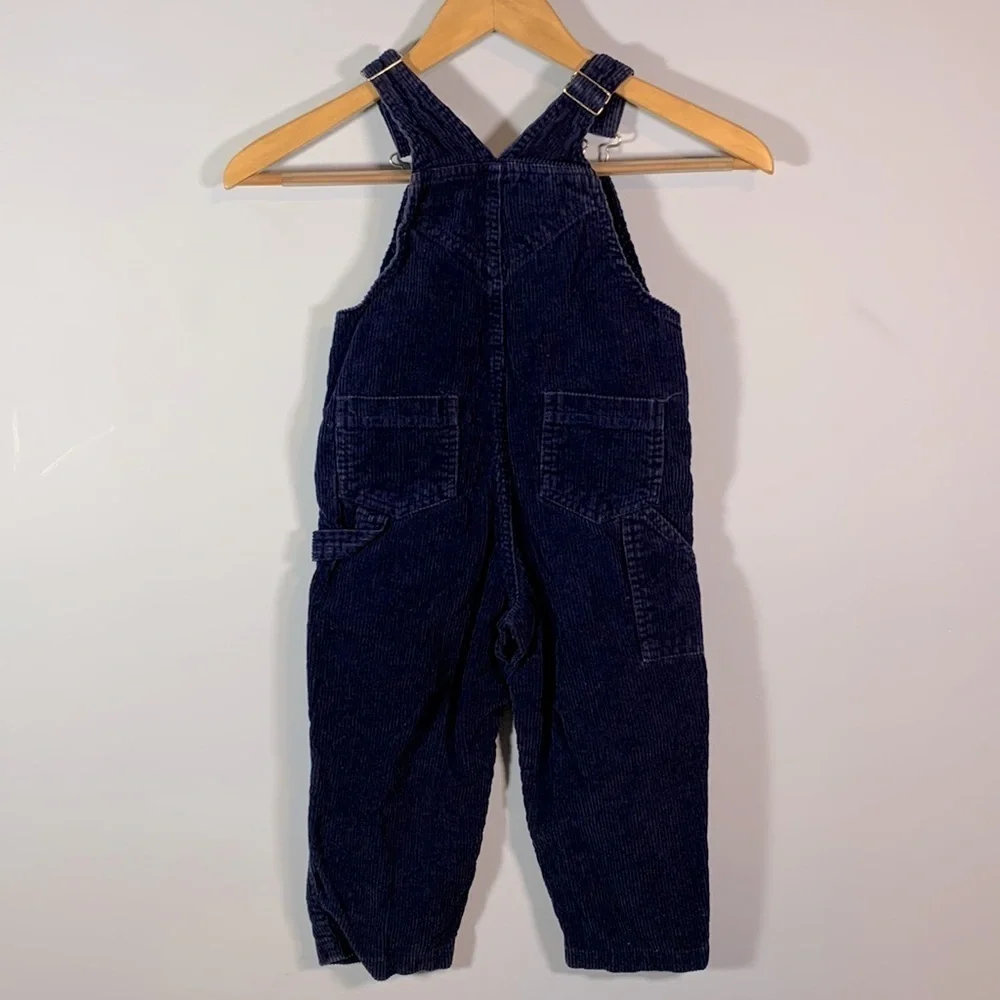 McKids McDondals navy blue corduroy bib overalls Carpenter style size 4t snap